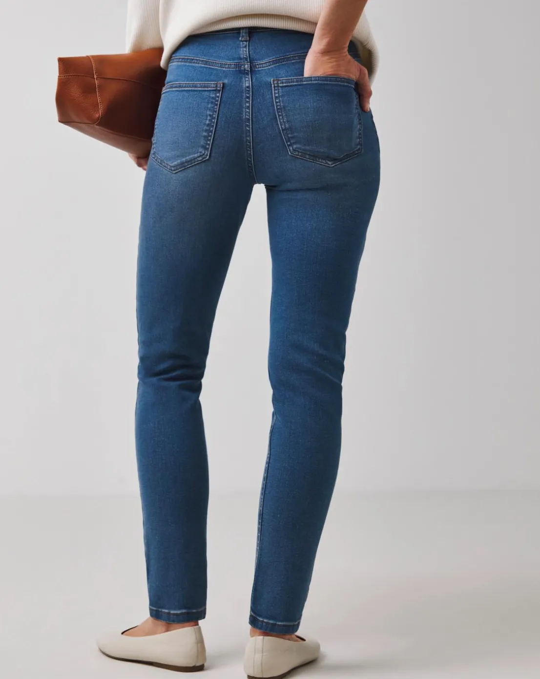 Mid Blue High Waist Super Soft Slim Leg Jean
