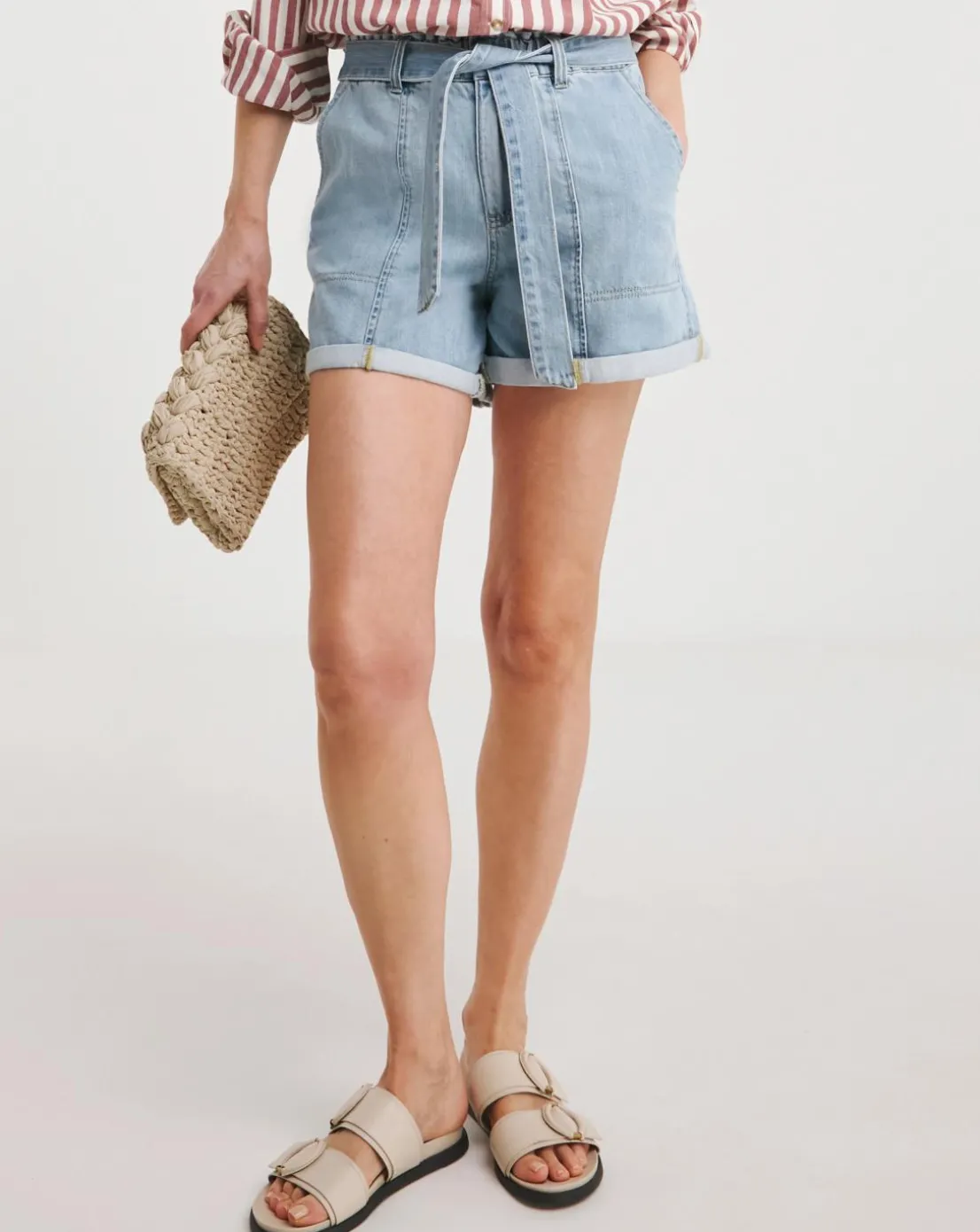 Mid Blue Utility Cargo Shorts