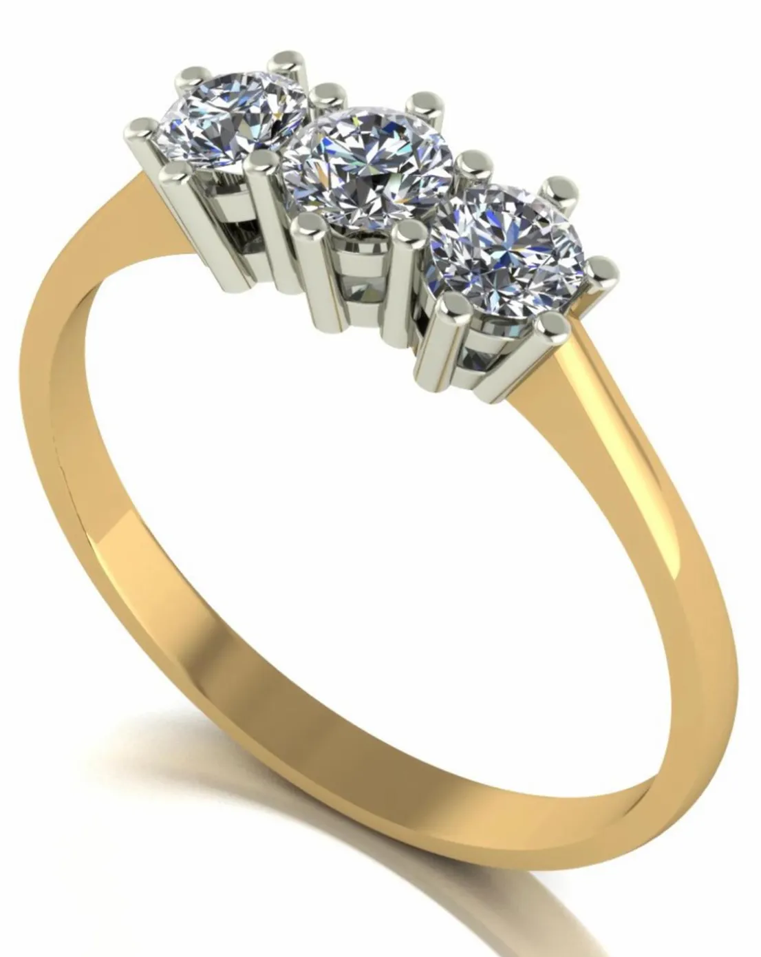 Moissanite 9CT Gold 3 Stone Ring