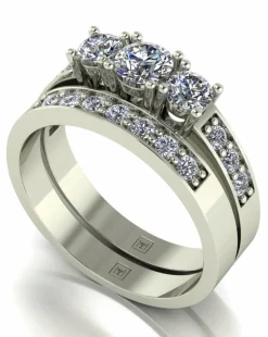 Moissanite 9CT White Gold Trilogy Ring