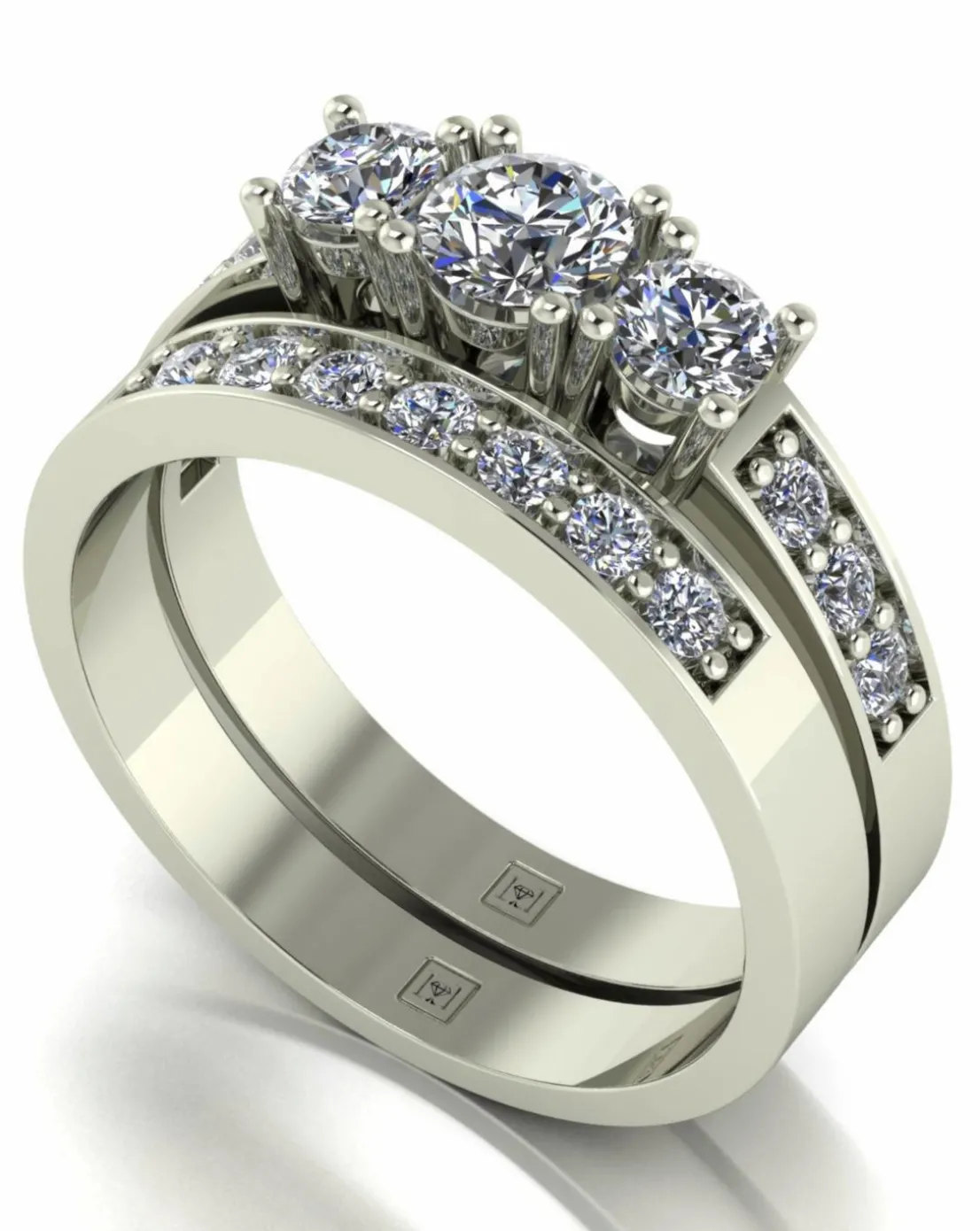 Moissanite 9CT White Gold Trilogy Ring
