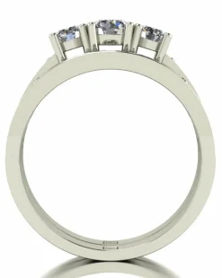 Moissanite 9CT White Gold Trilogy Ring