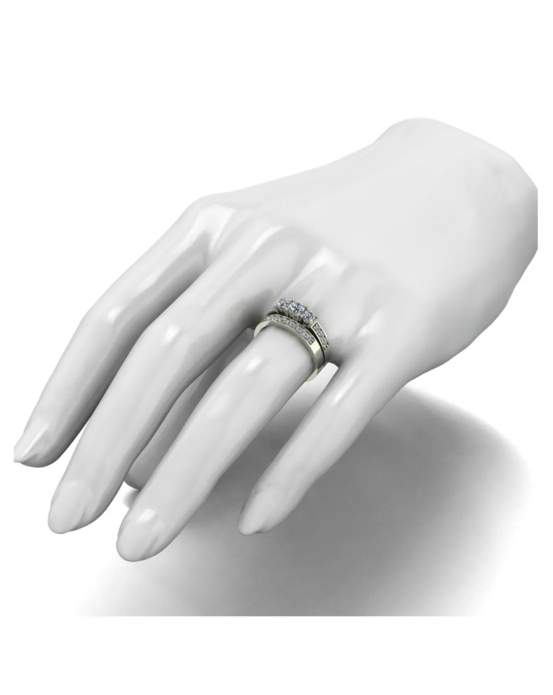 Moissanite 9CT White Gold Trilogy Ring