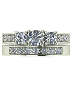 Moissanite 9CT White Gold Trilogy Ring
