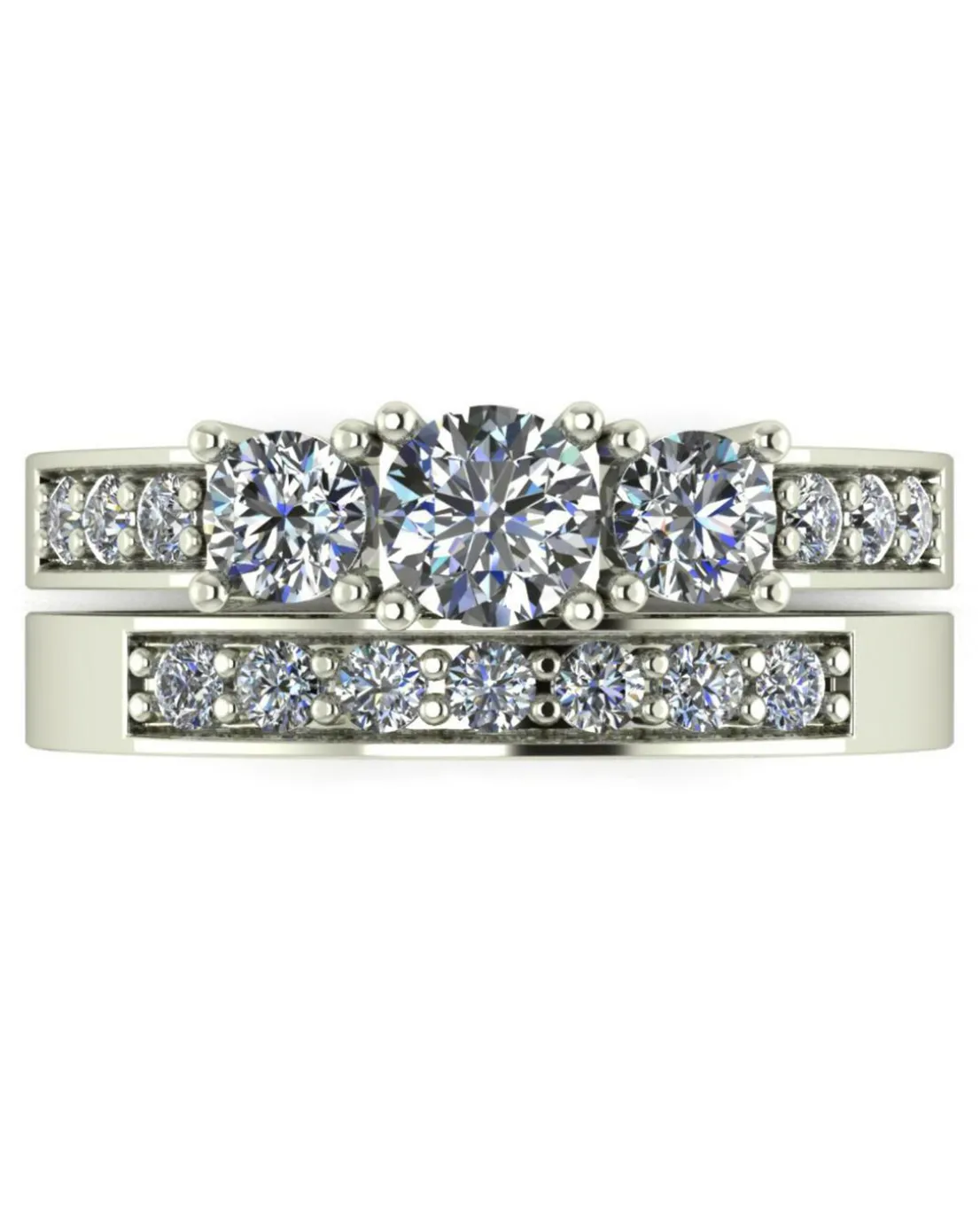 Moissanite 9CT White Gold Trilogy Ring
