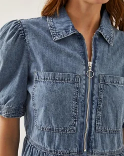 Monsoon Adeena Zip Denim Mini Dress