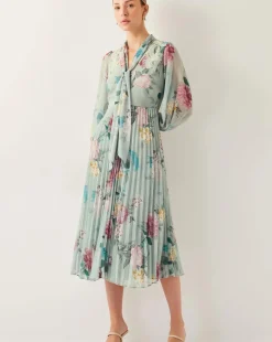 Monsoon Agnes Floral Pleated Midi Dress