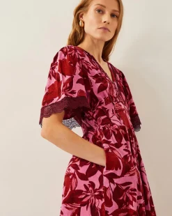 Monsoon Aimee Floral Print Jersey Midi Dress