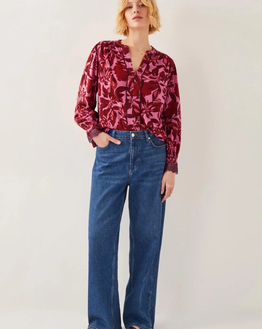 Monsoon Aimee Floral Print Jersey Blouse