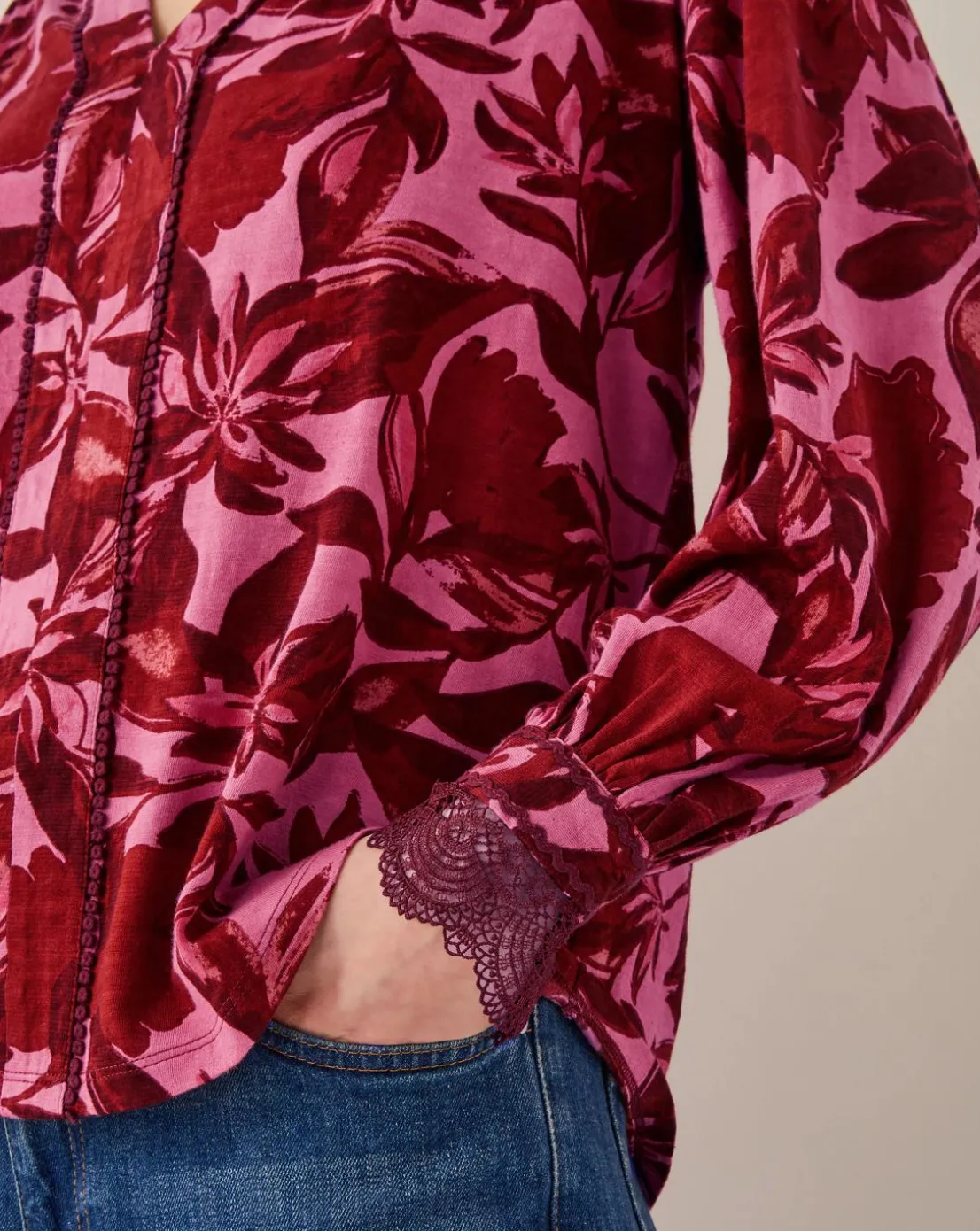 Monsoon Aimee Floral Print Jersey Blouse