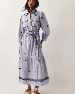 Monsoon Amelia Embroidered Shirt Maxi Dress