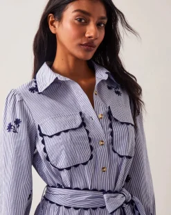 Monsoon Amelia Embroidered Shirt Maxi Dress