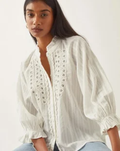 Monsoon Arden Embroidered Cotton Blouse