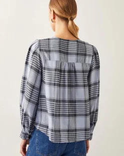 Monsoon Ava Tie-Front Check Blouse