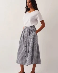 Monsoon Bea Gingham Button Midi Skirt