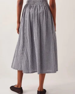 Monsoon Bea Gingham Button Midi Skirt