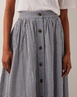 Monsoon Bea Gingham Button Midi Skirt