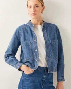 Monsoon Binky Crop Collarless Denim Jacket