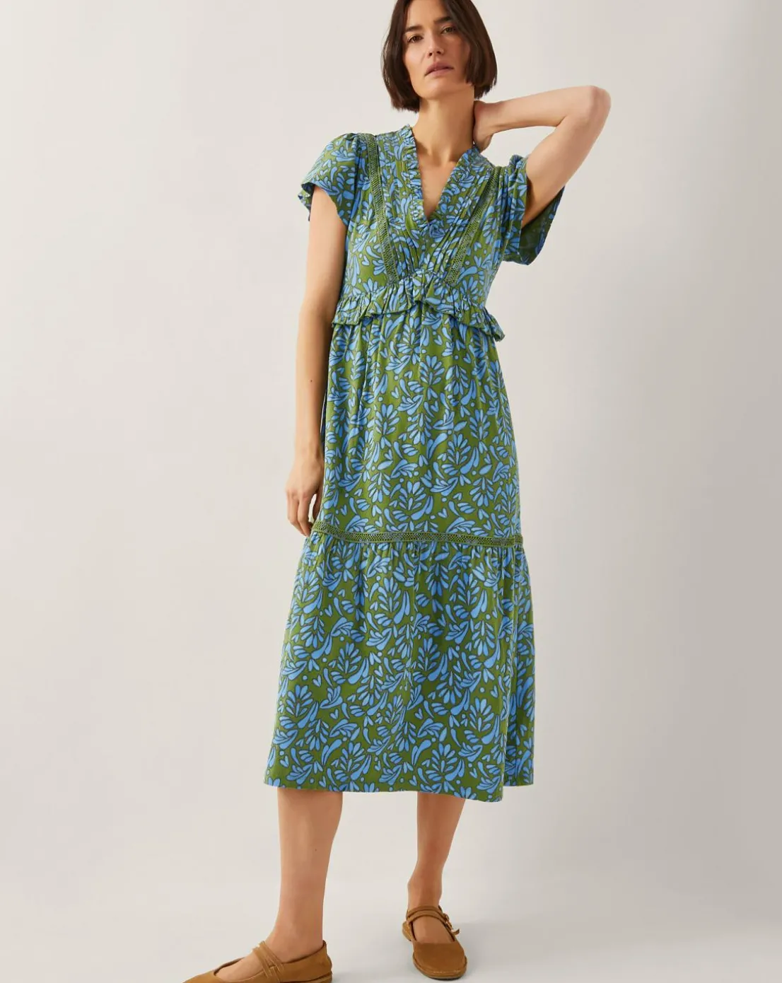 Monsoon Bryony Print Jersey Midi Dress