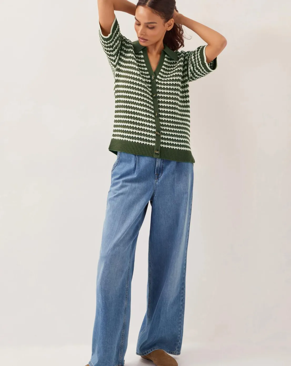 Monsoon Cally Stripe Collar Jumper