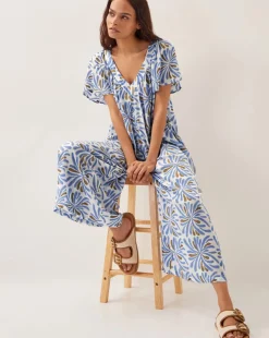 Monsoon Cece Woodblock Wide-Leg Jumpsuit