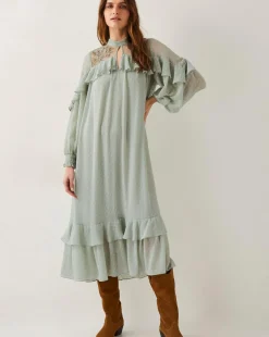 Monsoon Debbie Polka Dot Ruffle Maxi Dress