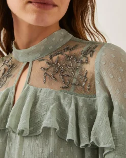 Monsoon Debbie Polka Dot Ruffle Maxi Dress