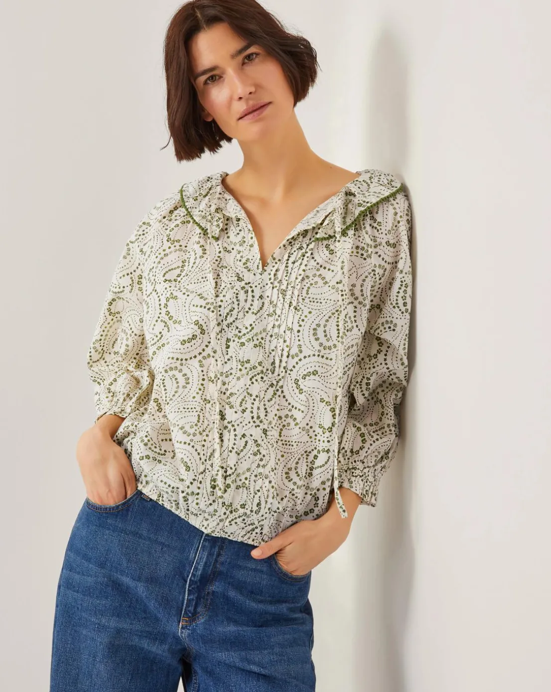 Monsoon Delma Pintuck Frilly Blouse