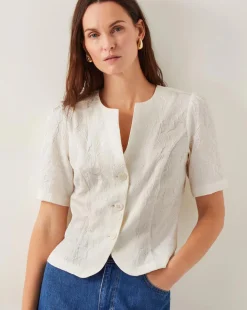 Monsoon Eliza Short Sleeve Jacquard Top