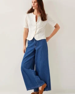 Monsoon Eliza Short Sleeve Jacquard Top