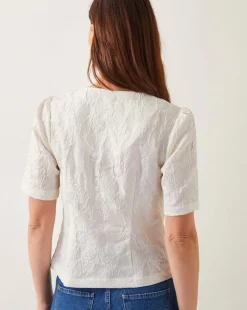 Monsoon Eliza Short Sleeve Jacquard Top