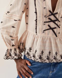 Monsoon Ettie Pintuck Embroidered Blouse