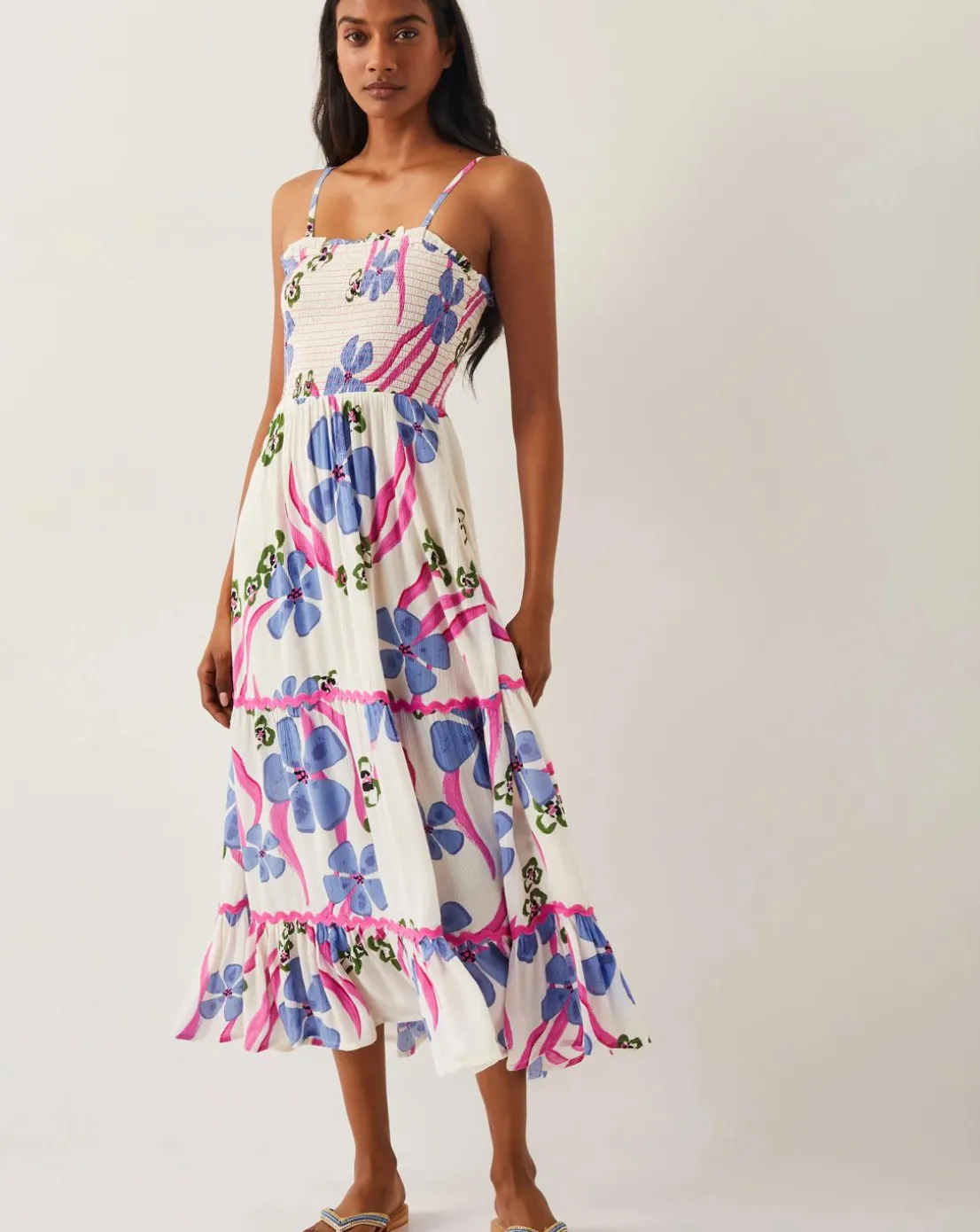Monsoon Fiona Floral Bandeau Midi Dress
