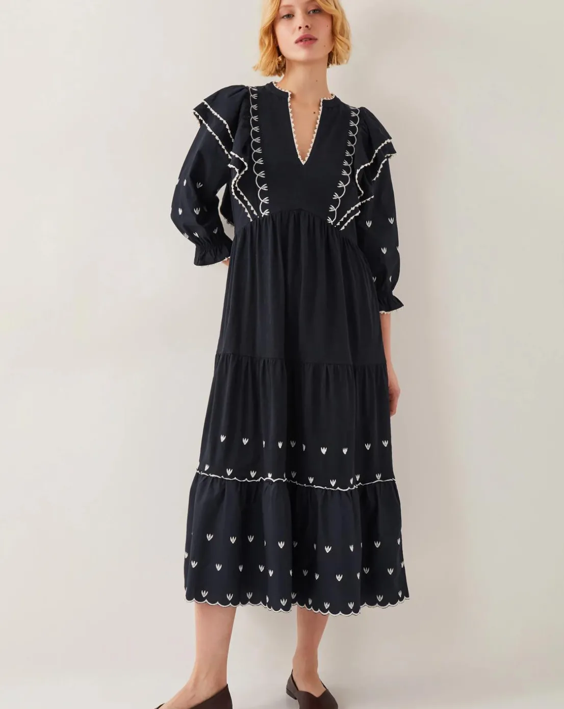 Monsoon Freya Frill Jersey Midi Dress