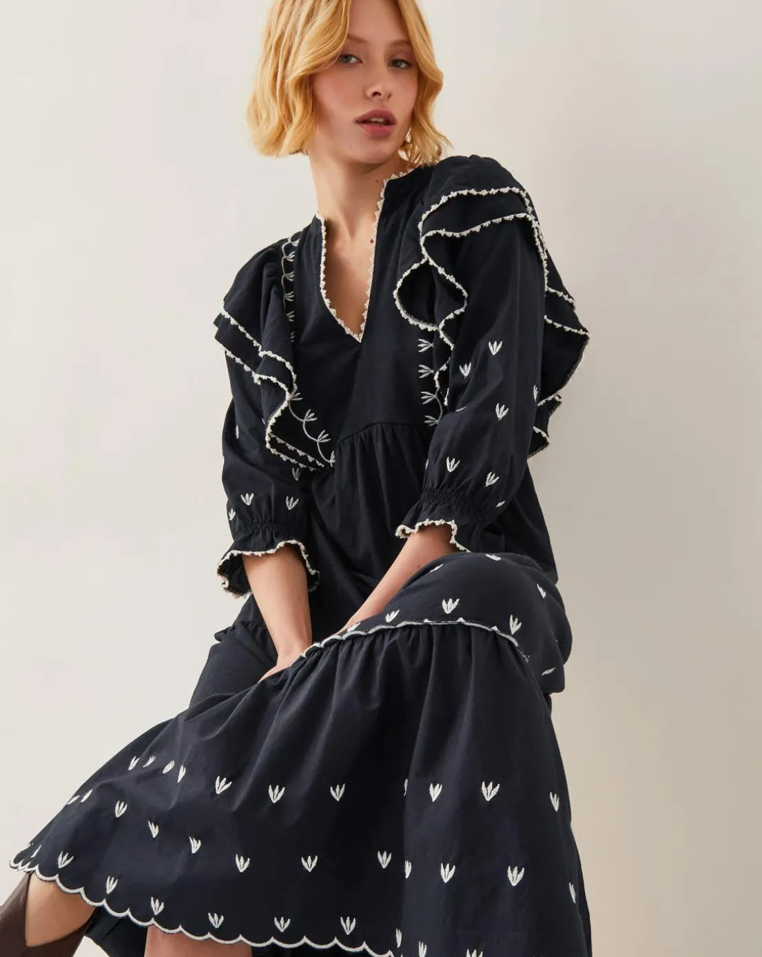 Monsoon Freya Frill Jersey Midi Dress