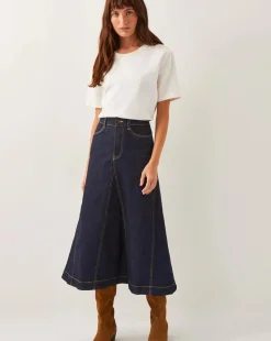 Monsoon Goldie Godet Denim Skirt