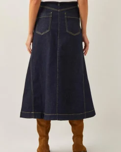Monsoon Goldie Godet Denim Skirt