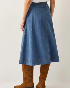 Monsoon Harper Seamed Denim Midi Skirt