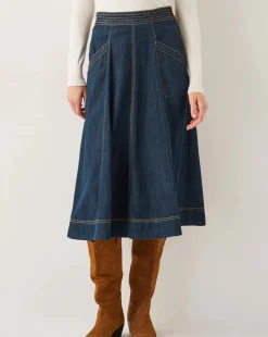Monsoon Harper Seamed Denim Midi Skirt