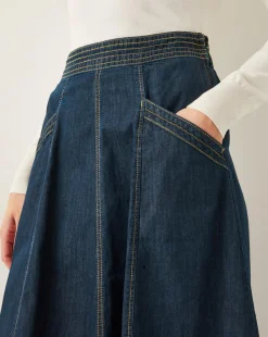 Monsoon Harper Seamed Denim Midi Skirt