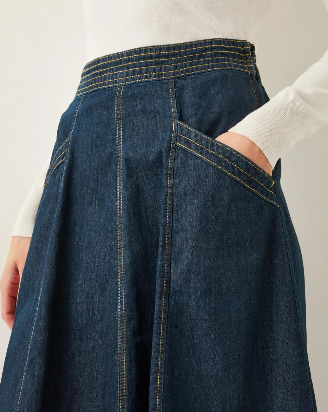 Monsoon Harper Seamed Denim Midi Skirt