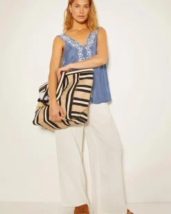 Monsoon Isolde Embroidered Chambray Cami Top