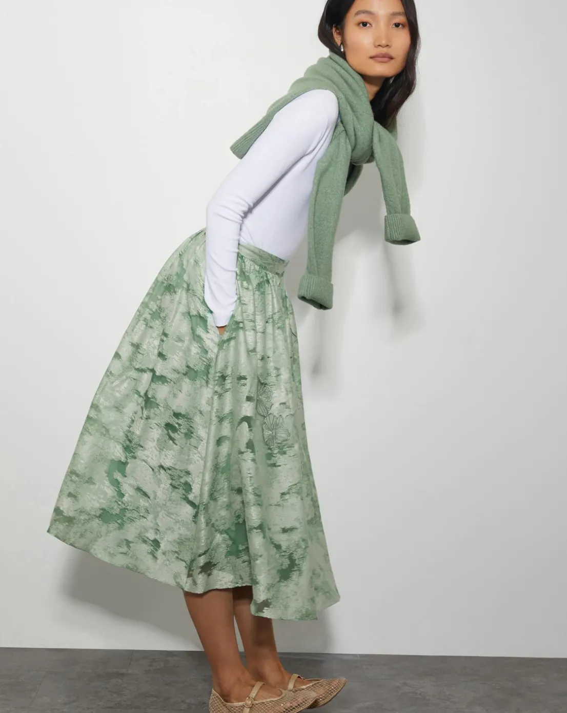 Monsoon Josie Floral Jacquard Midi Skirt