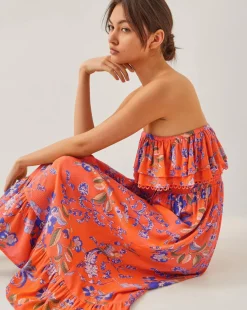 Monsoon Kaia Floral Frill Midi Dress