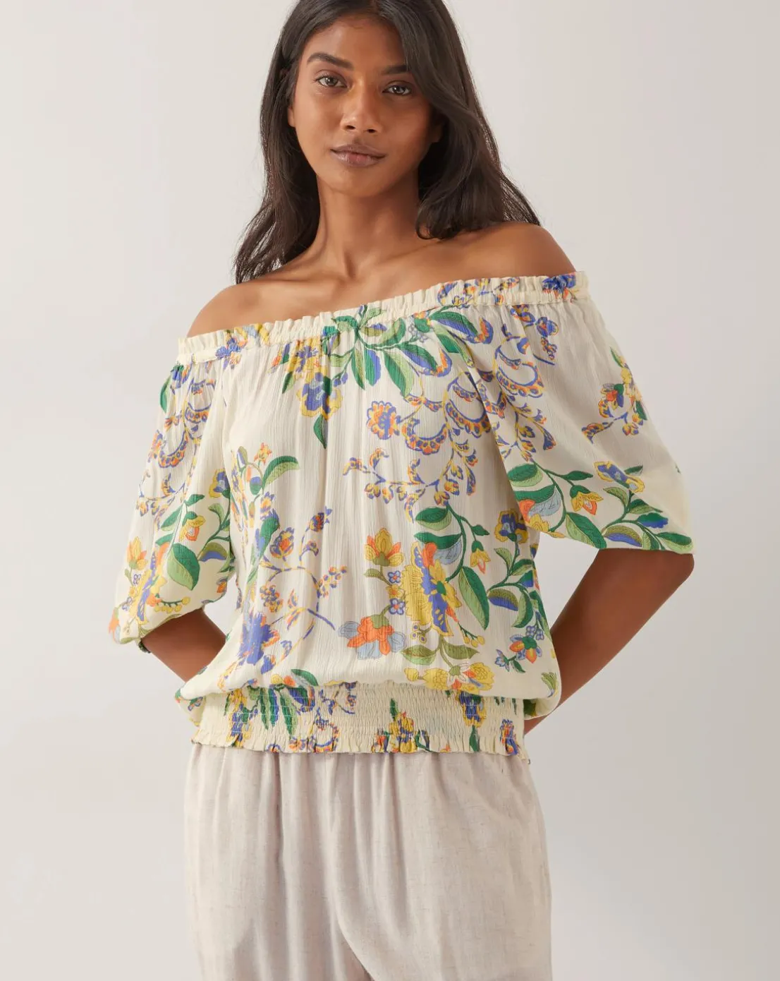 Monsoon Kaia Floral Print Bardot Top