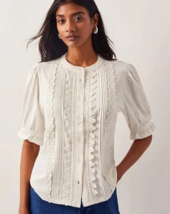 Monsoon Lia Lace Puff-Sleeve Blouse
