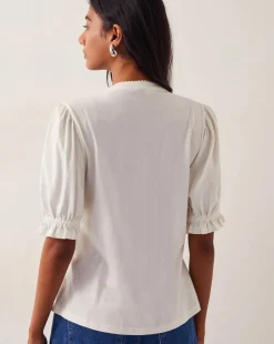 Monsoon Lia Lace Puff-Sleeve Blouse