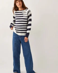 Monsoon Lou Lace Stripe Jumper