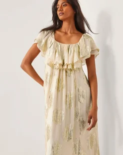 Monsoon Lyra Metallic Ruffle Maxi Dress