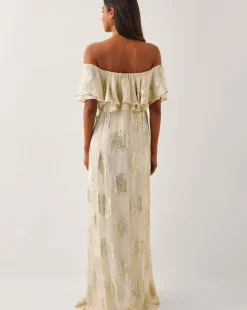 Monsoon Lyra Metallic Ruffle Maxi Dress